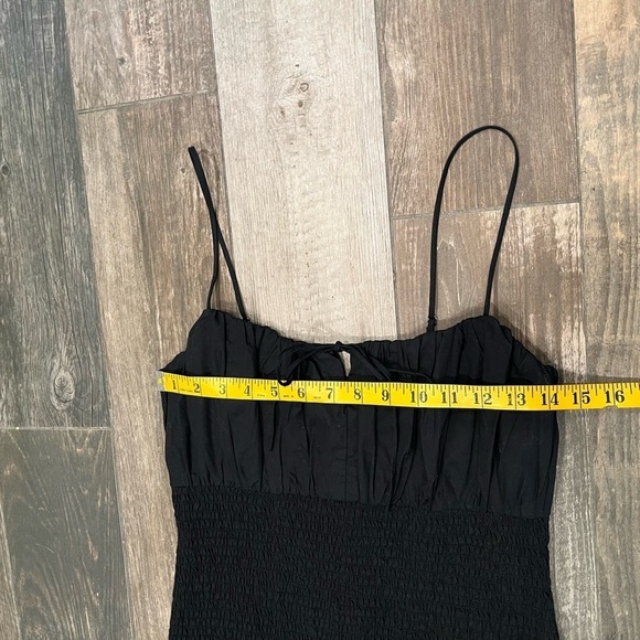 J.Crew Smocked Black Bodycon Tank Dress Sz 2 Mid Length NWOT - Picture 5 of 13